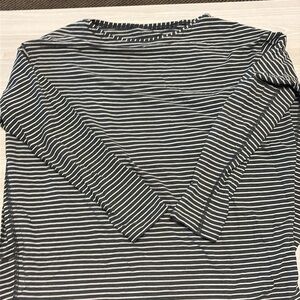 Lululemon Back In Action Long Sleeve Striped Top 6 Dark Grey White